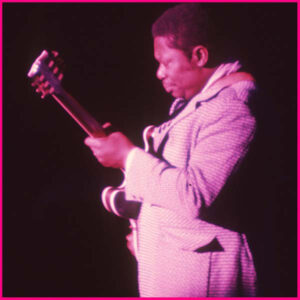 B B King, legendary blues guitarist, with a rock and roll band, agented by Ira Blacker, and in his songwriting memoir, Once A King, Now A Prince