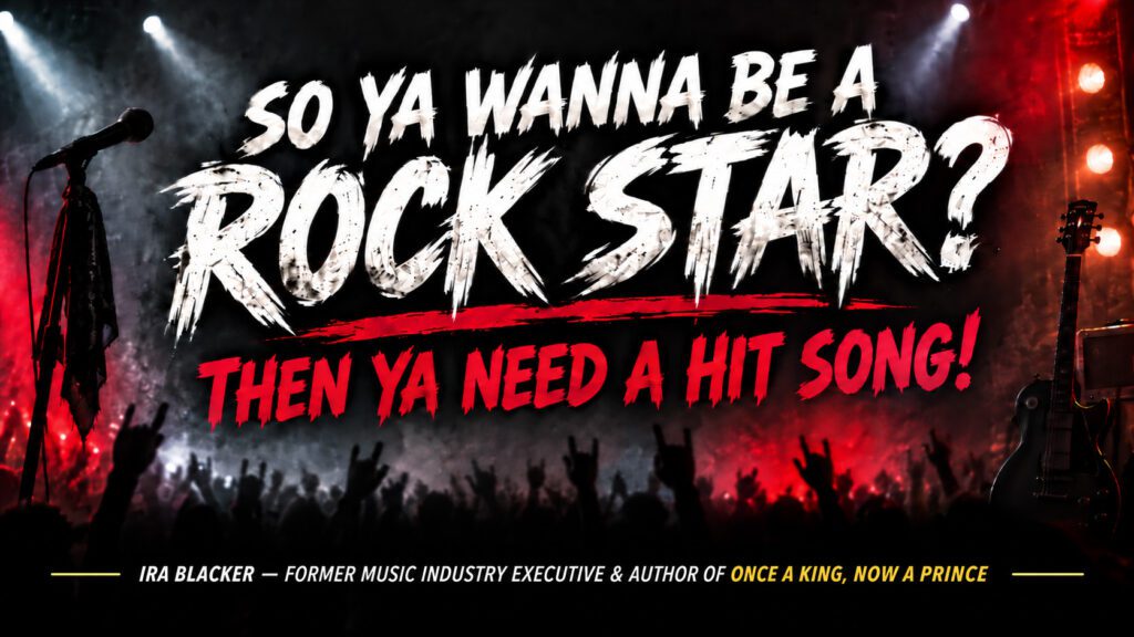Rock n roll book about songwriting and hit songs by Ira Blacker, former music industry executive and author of Once A King, Now A Prince.