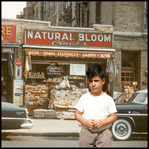 A rock and roll insider memoir from Ira Blacker, who stands as a child in front of dad's candy store. 