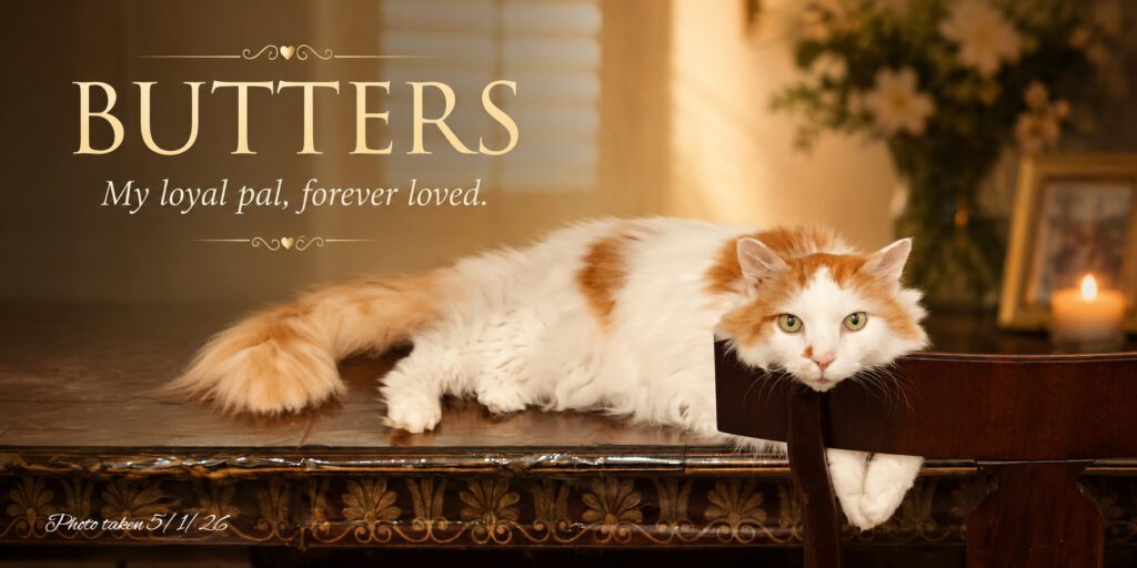 MY PAL BUTTERS, MY CAT, PASSED TODAY